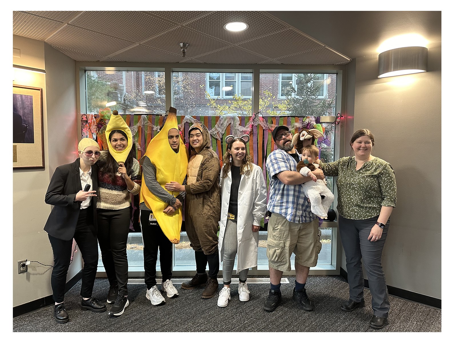 Depicting Weber lab members in their costumes.