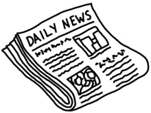 Cartoon depiction of a newspaper.